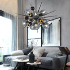 Luxury Glass Ball Chandelier LED Pendant Light for Living Room, Bedroom, and Hotel.