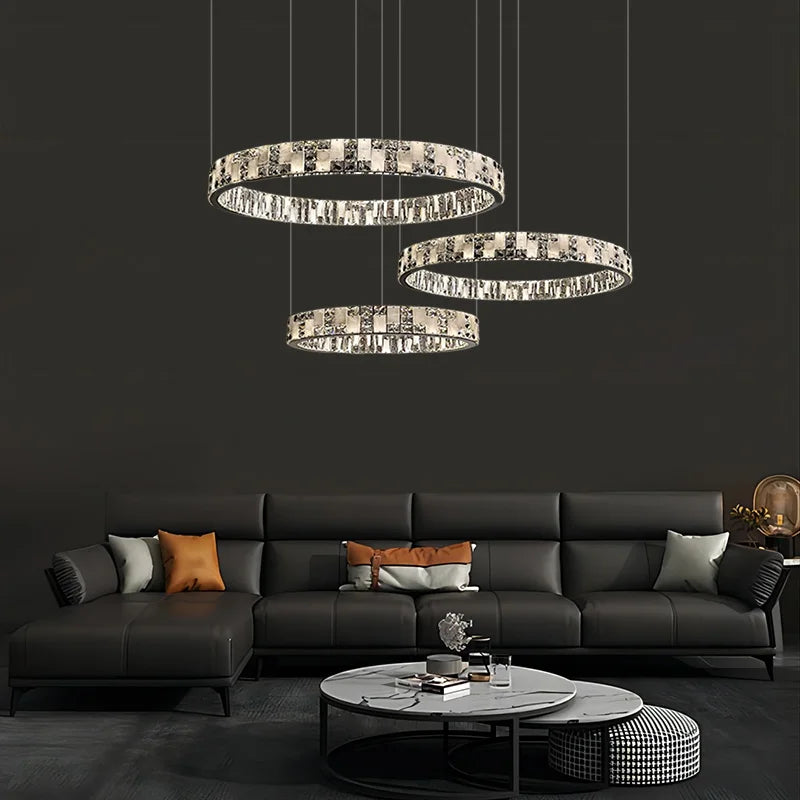 Crystal Lustre Circle Chandelier LED Lights - Modern Luxury Minimalism décor