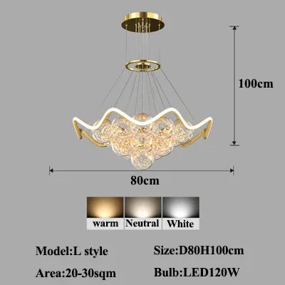 Bubble Pendant Chandelier: Modern Dimmable LED Lighting for Home Decor