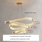 Irregular Steel & K9 Crystal LED Pendant Chandelier for Foyer, Dimmable Lighting