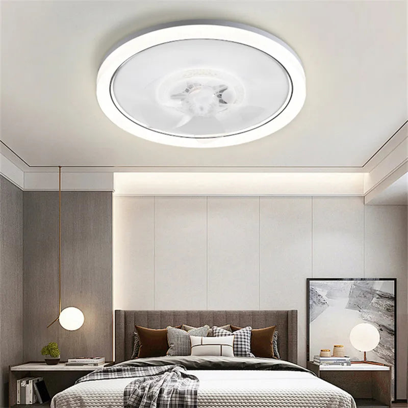 Modern White Ceiling Fan Light 120W LED Remote Control Dimmable Chandelier Fan