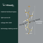 Gold Branch LED Chandelier for Duplex Villa Staircase - Modern Indoor Lighting