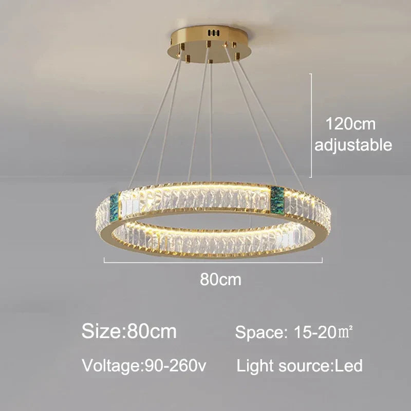 Luxury Golden Crystal Round Ceiling Chandelier with Remote Control LED Light