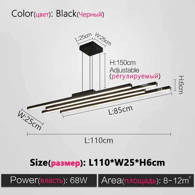 Modern Black Nordic Chandelier LED Light for Living Room by Afralia™