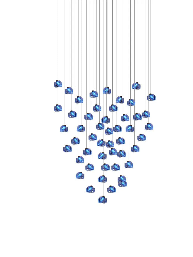 Crystal Cube Pendant Light: Modern Designer Chandelier for Home & Hotel Settings