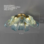 Peacock Leaf LED Ceiling Chandelier for Living Room - Modern Art Deco Blue Copper Lamp