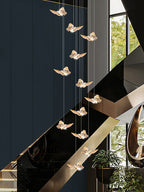 Butterfly Chandelier Staircase Suspended Loft Pendant Light for Living Room & Hallway