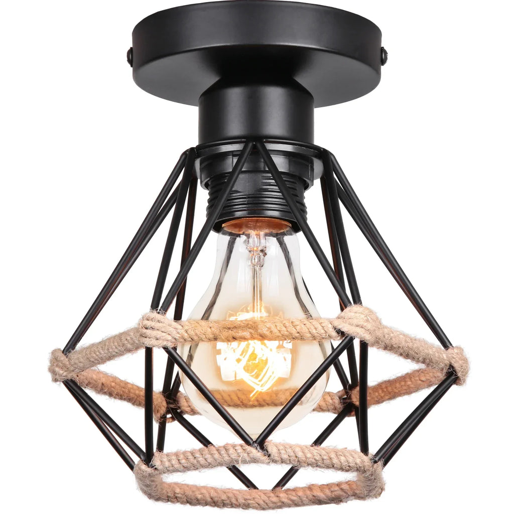 Retro Metal Cage Ceiling Lamp E27 for Indoor Lighting by Afralia™
