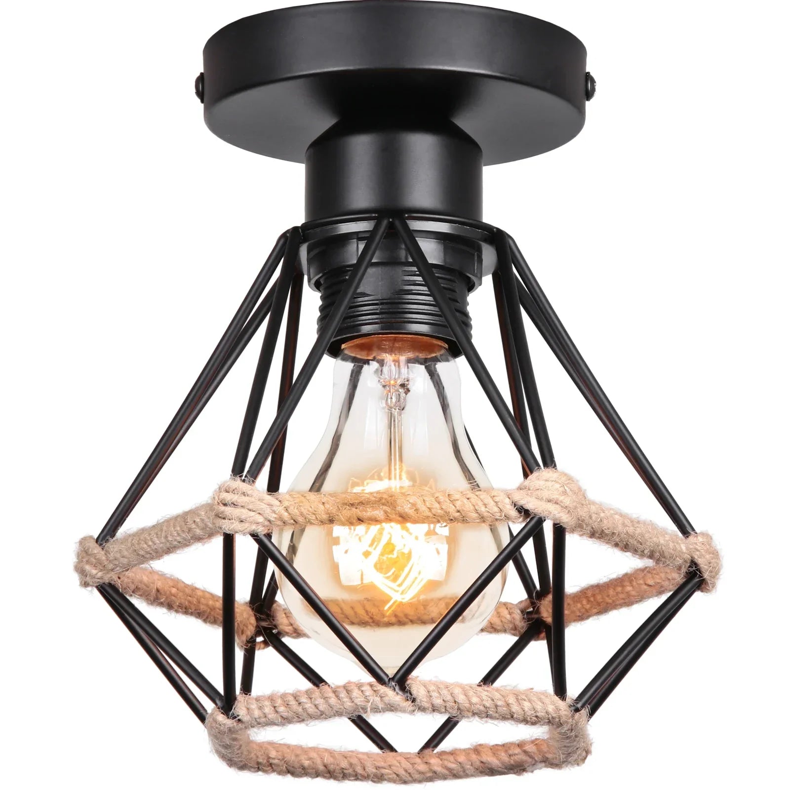Retro Metal Cage Ceiling Lamp E27 for Indoor Lighting by Afralia™