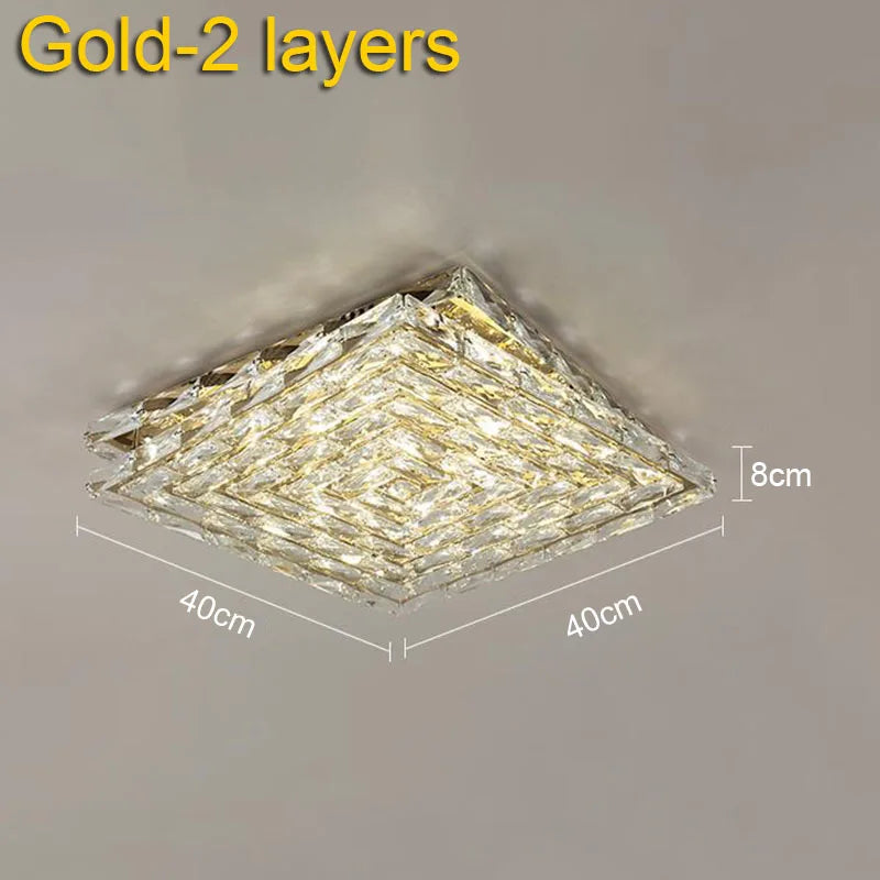 Crystal Ceiling Lamp: Modern Minimalist Indoor LED Lighting for Living Room, Dining & Bedroom