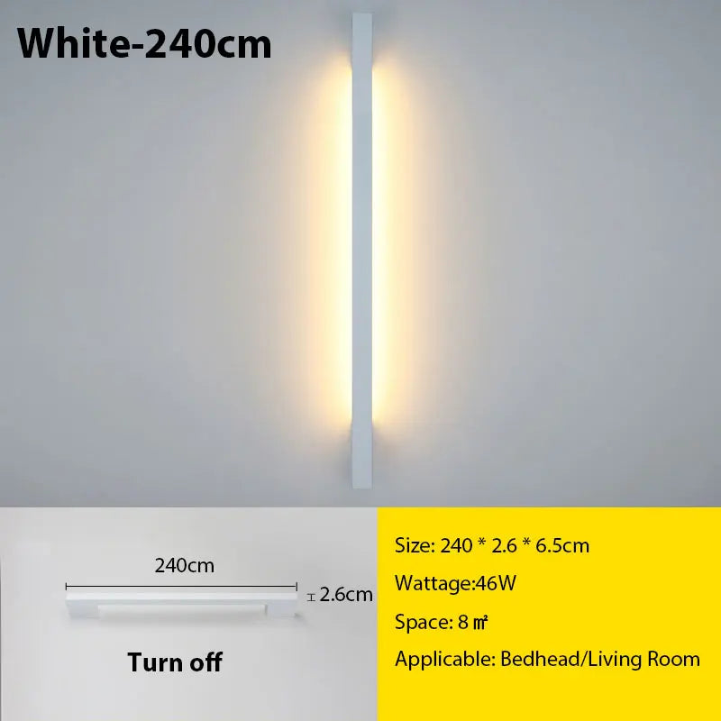 LED Long Wall Lamp for Modern Minimalist Interior Lighting