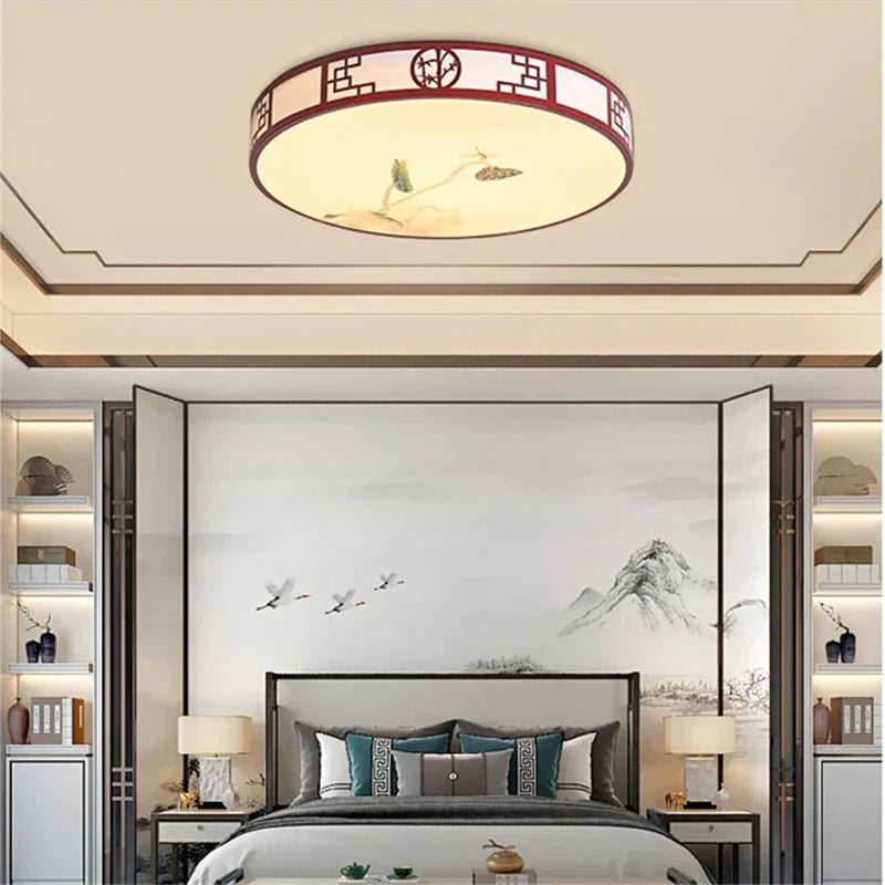 Mahogany LED Ceiling Lamp Minimalism Round/Square Interior Lighting for Living Room & Dining Room