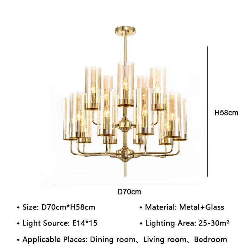 American Lustre Glass Chandelier LED Pendant Light Fixture