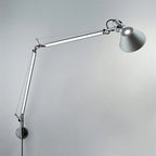 Industrial Black Silver Swing Arm Wall Lamp - Rotatable Miniature Table Lamp E27