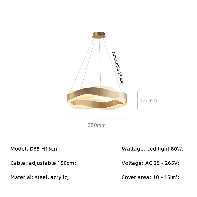 Modern Steel LED Pendant Lights Acrylic Lustre Hanging Lamp for Dining Room