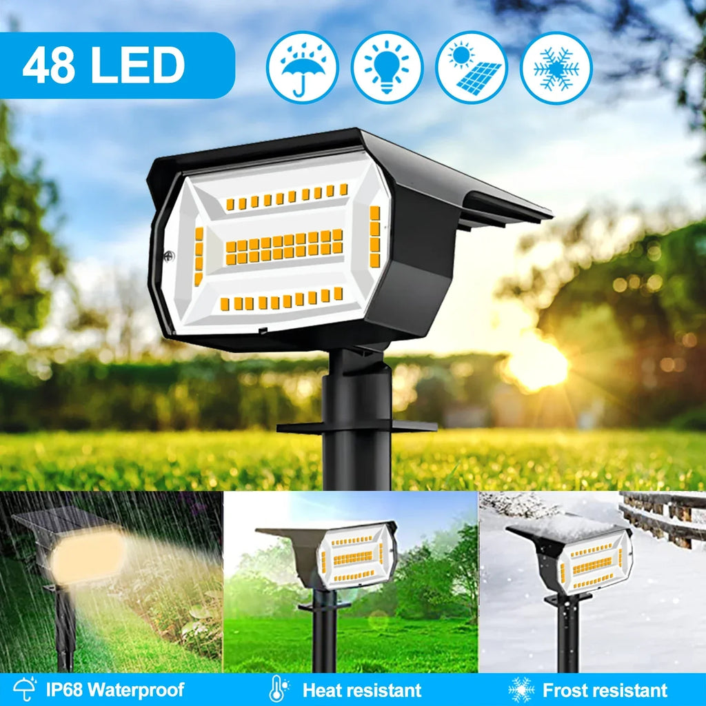 Solar LED Outdoor Spotlights 3 Modes Waterproof for Garden Walkway