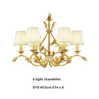 Gold Copper Chandelier with Fabric Shades & LED Lighting