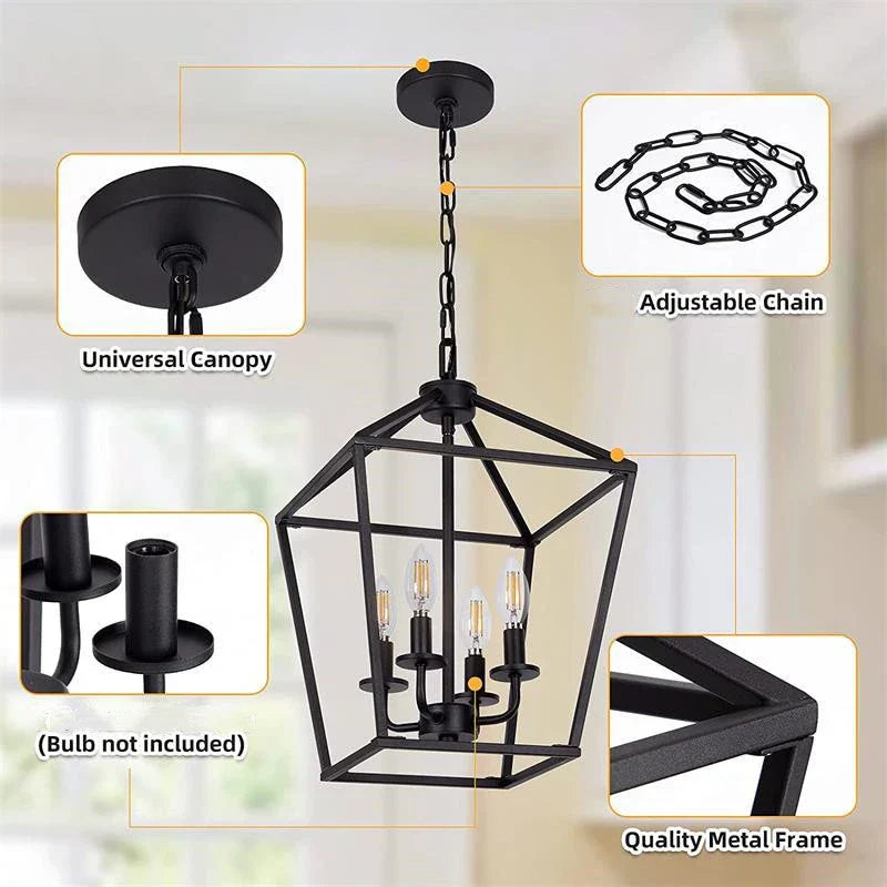 Vintage Bird Cage Candle Chandelier: Retro Industrial Hanging Lamp for Home Decor