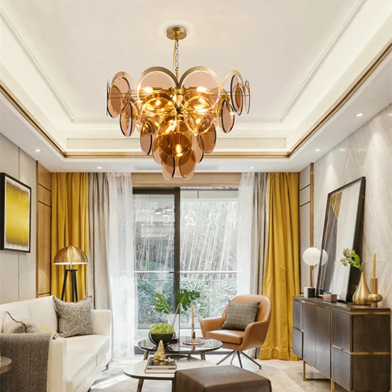 Smoke Grey Glass Ceiling Chandelier - Nordic Modern Indoor Style Lighting