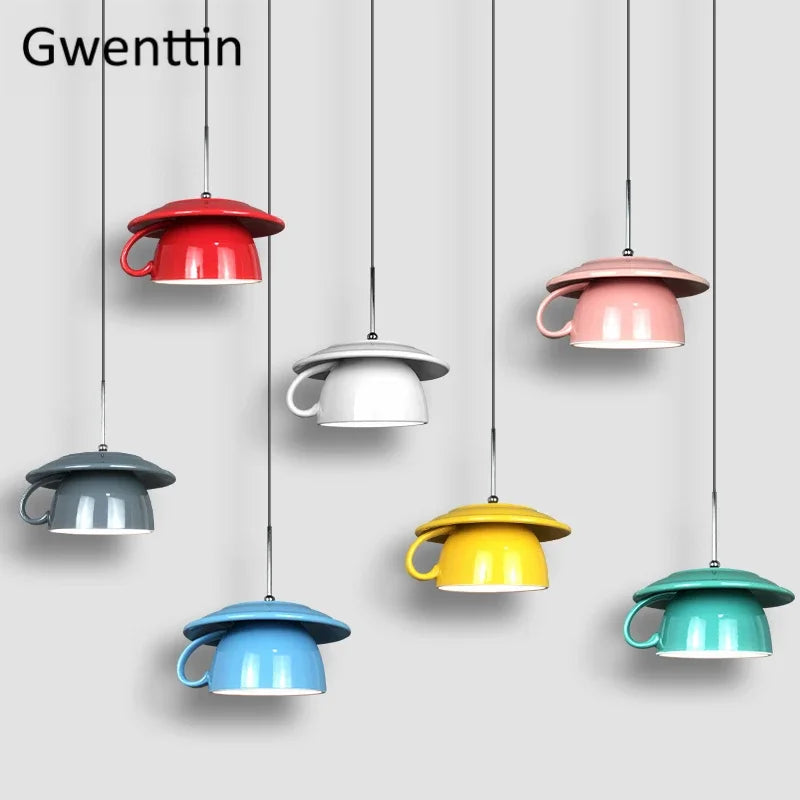Ceramic Cup Pendant Light: Stylish LED Hanging Lamp for Home Decor and Kitchen