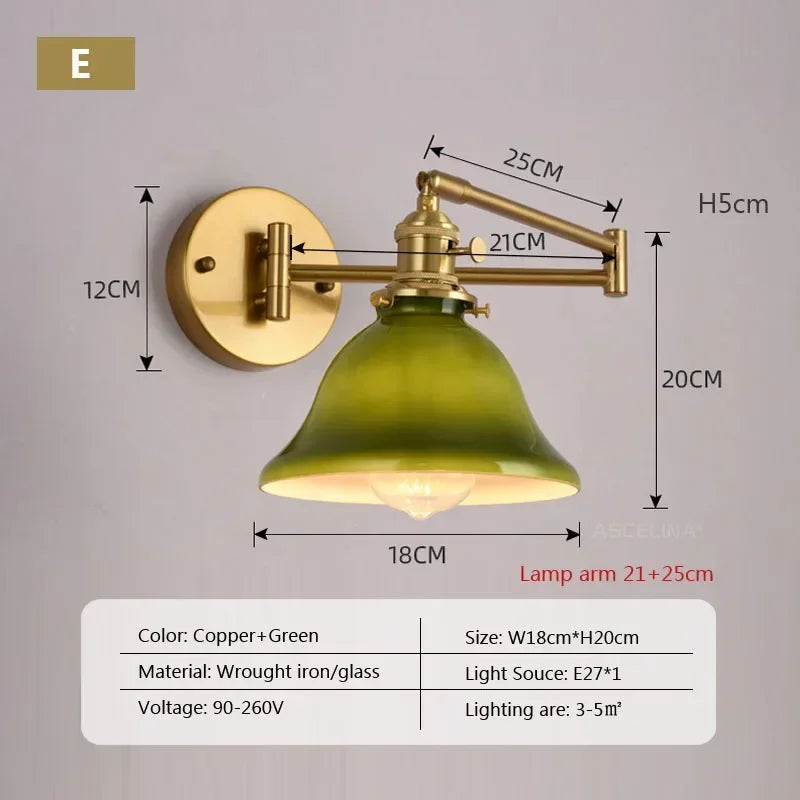 Retro Rocker Glass Wall Sconce for Living Room Aisle Reading Lights