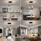 Mini Crystal Chandelier Black Chrome 3-Light for Dining Room Bedroom