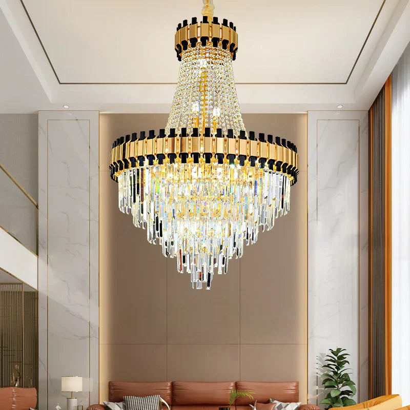 Crystal Chandelier for Duplex Villa Living Room with Intelligent Dimming