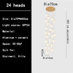 Magnolia Ceramic LED Chandelier for Duplex Living Room and Dining Room