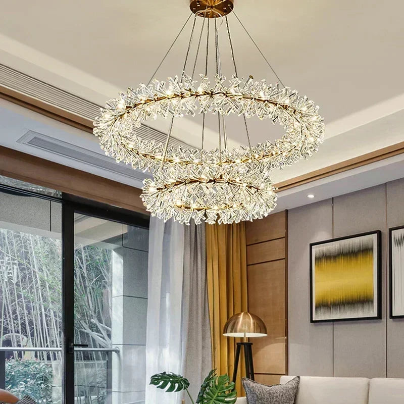 Luxury Crystal Chandelier LED Ceiling Light for Modern Living Room & Bedroom