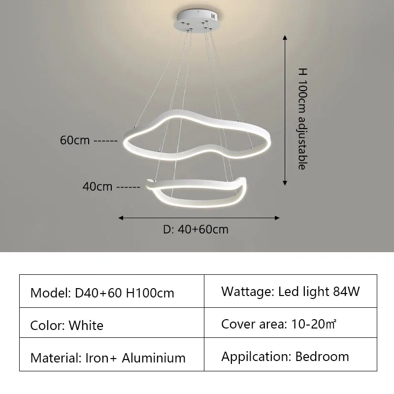 Modern Curve Ring LED Pendant Chandelier for Living Dining Bedroom