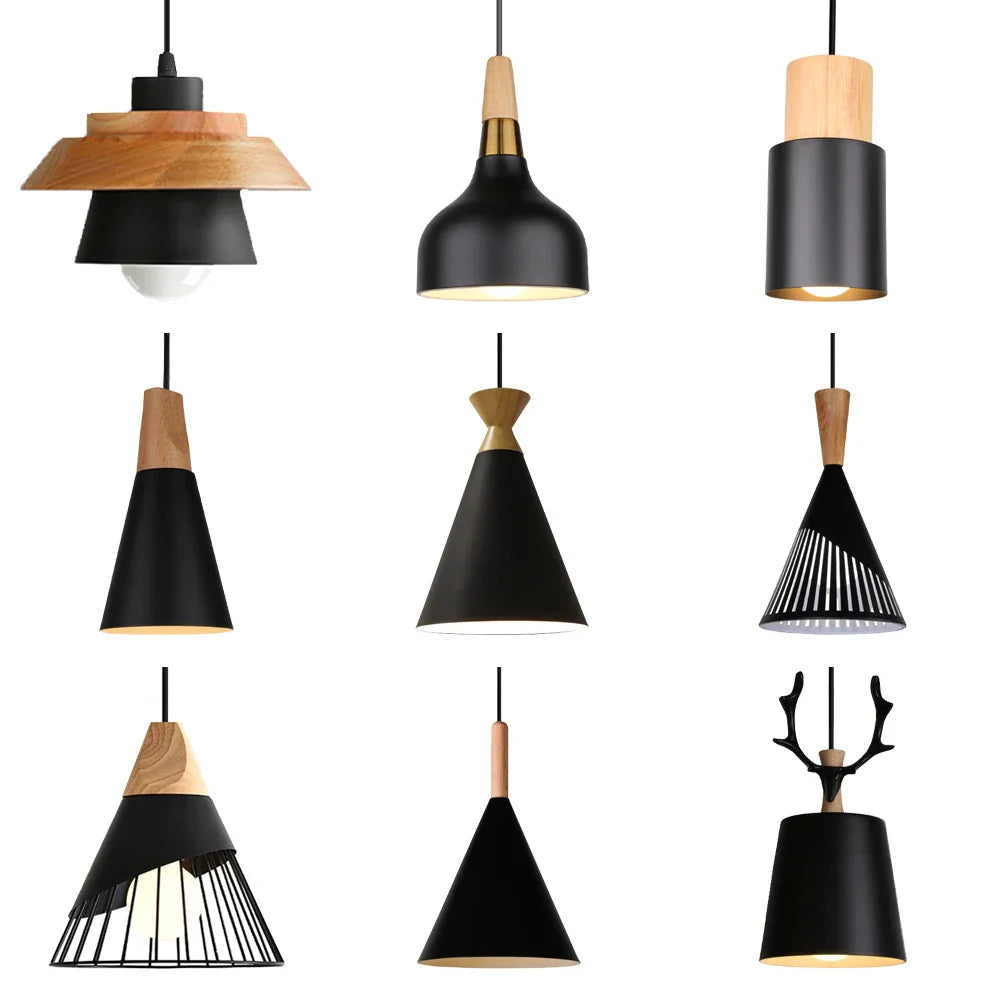 Wood Pendant Lights: Minimalist Nordic Style Hanging Lamps for Home & Restaurant