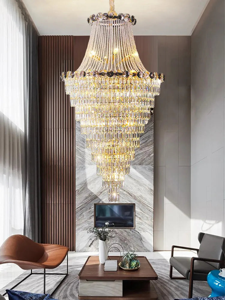 Modern Crystal Chandeliers for Luxury Living Room Staircase Lighting