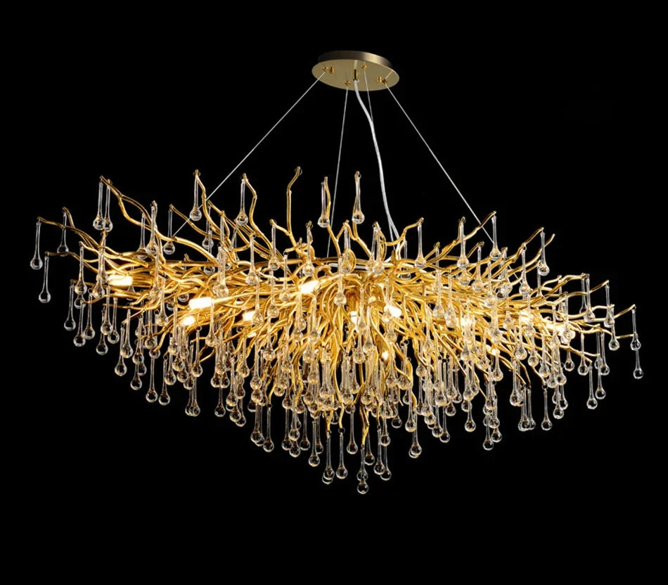 Golden Branch Crystal Chandelier – Luxe Living Room & Hotel Lobby Decor