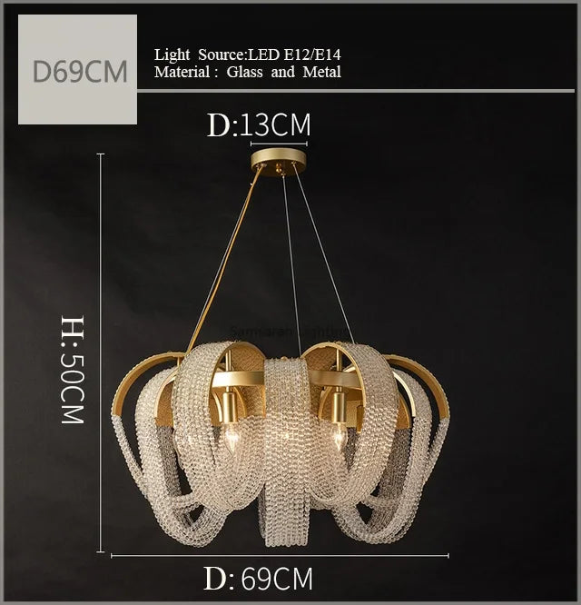 Tassel Crystal Chandelier: High-end LED Lighting for Dining Room & Bedroom