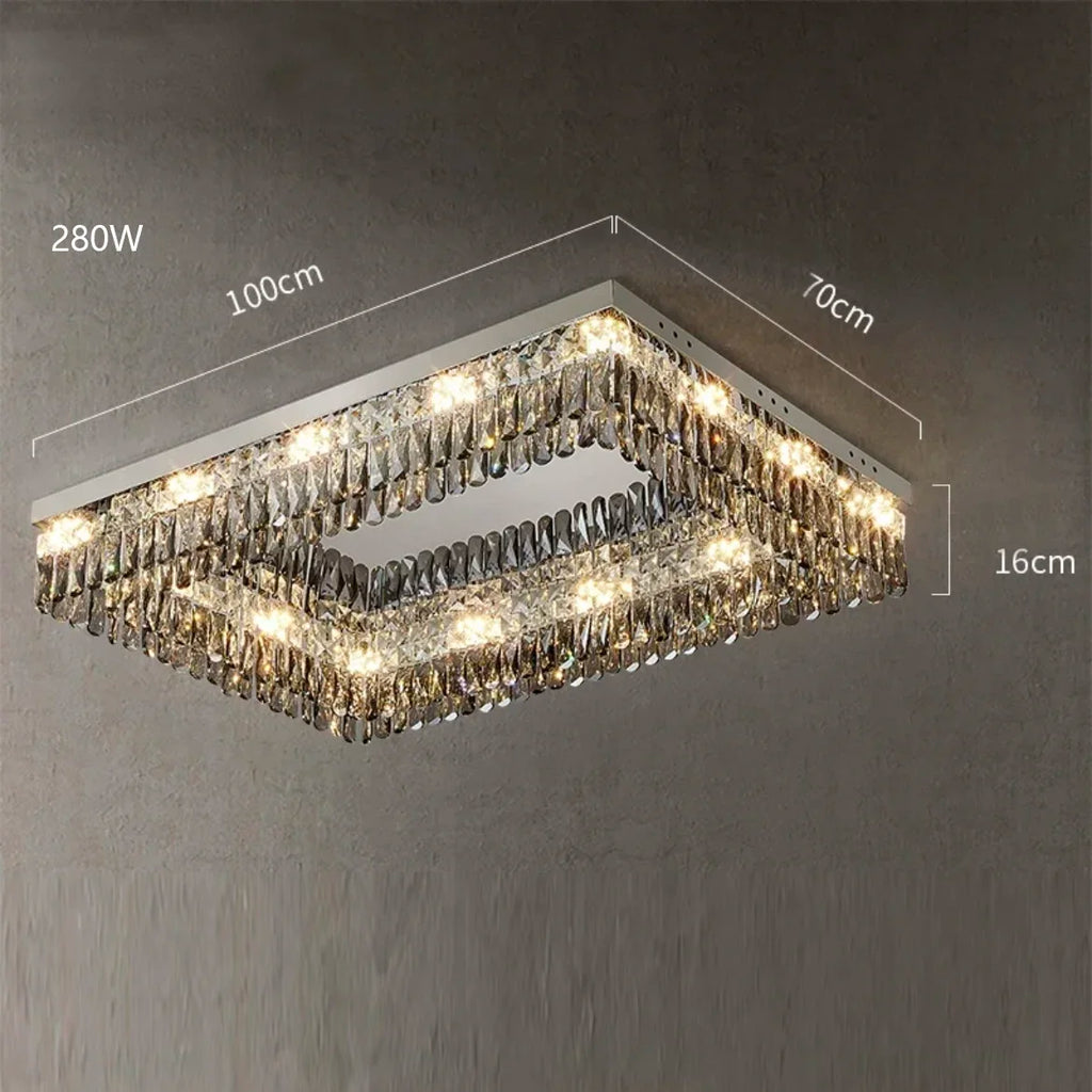 Modern Luxury LED Crystal Ceiling Chandelier for Living Room - Chrome Finish