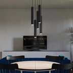 LED Crystal Staircase Chandelier: Nordic Black Indoor Lighting Fixture with Long Hanging Lamp