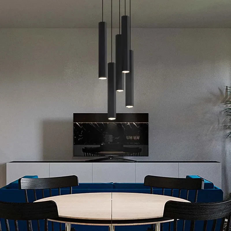 LED Crystal Staircase Chandelier: Nordic Black Indoor Lighting Fixture with Long Hanging Lamp