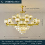 Crystal Chandelier: Elegant Light Luxury Villa Bedroom Living Room Lamp