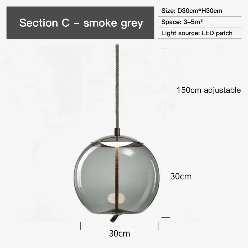 BROKIS Knot Glass Pendant Chandelier Luminaria Deco Bedside Lamp