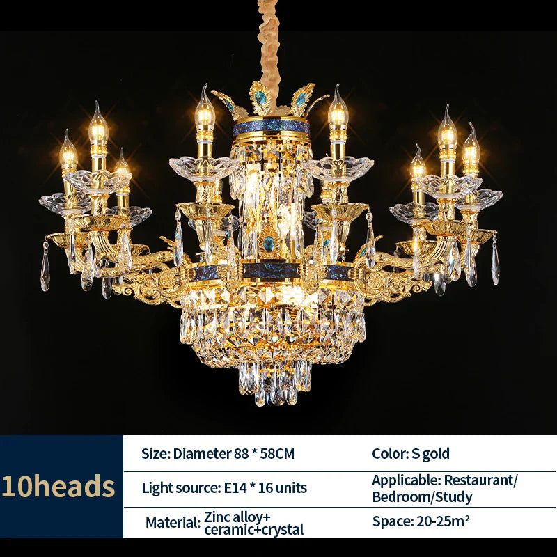 Luxury Villa Crystal Chandelier for Living Room, Dining Room, Bedroom