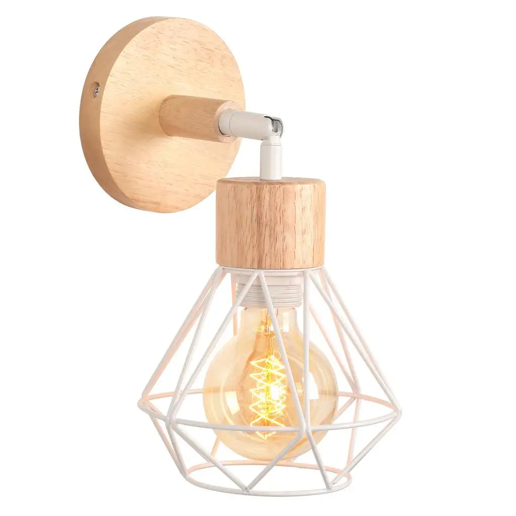 Industrial LED Wood Wall Sconce E27 Retro Bedside Lamp Vintage Indoor Lighting
