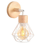 Industrial LED Wood Wall Sconce E27 Retro Bedside Lamp Vintage Indoor Lighting