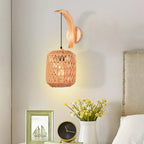 Modern Wood Hemp Rope Wall Sconce for Indoor Home Decor Lighting
