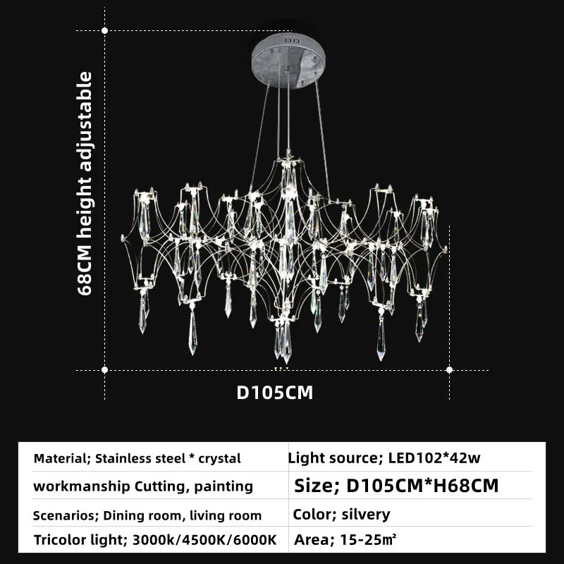 Crystal Chandelier Ceiling Pendant Light for Living Dining Bedroom Home Lighting