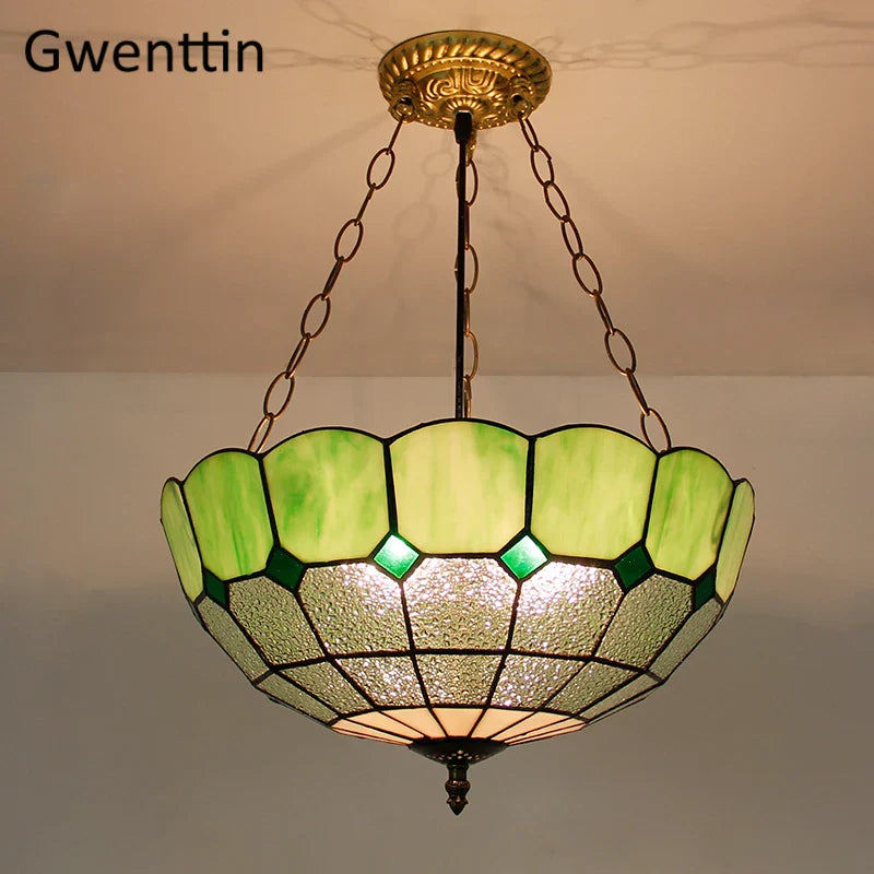 Diamond Square Stained Glass Pendant Light for Home Decor and Lighting
