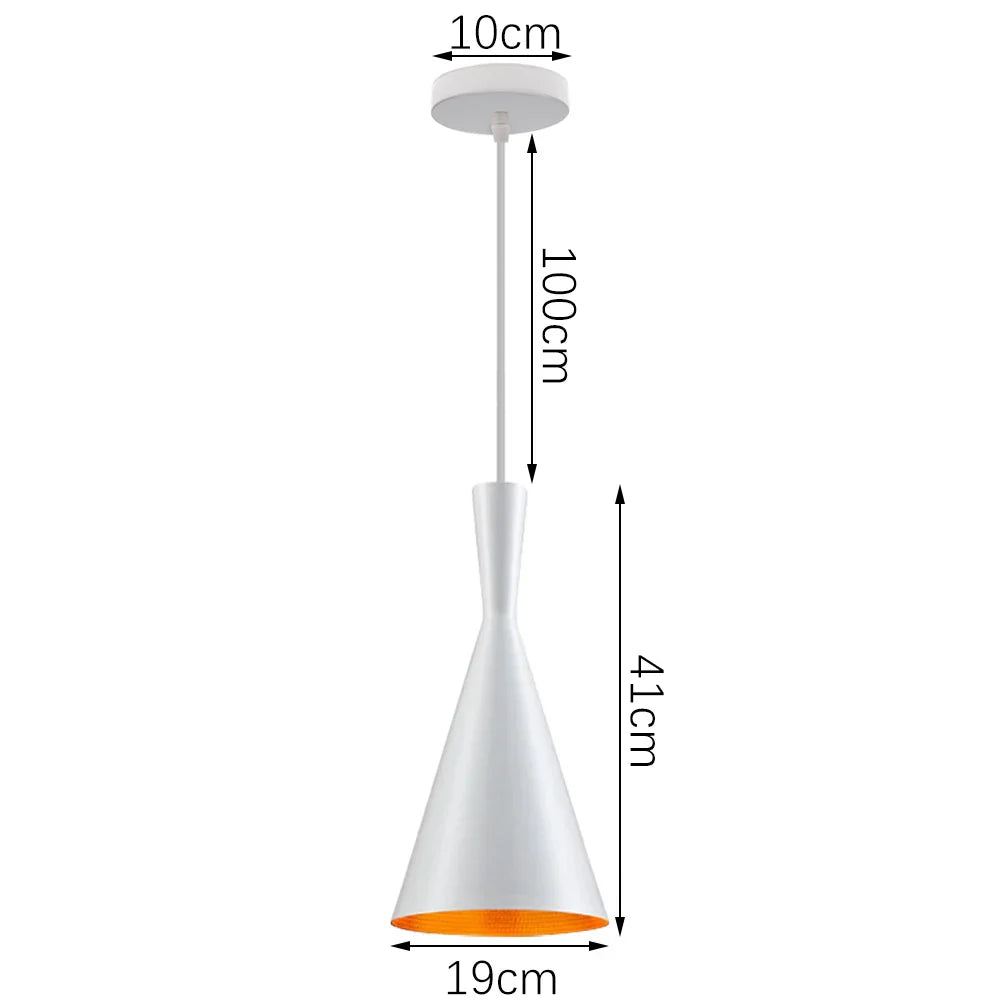 White Industrial LED E27 Pendant Light for Modern Home Kitchen Decor