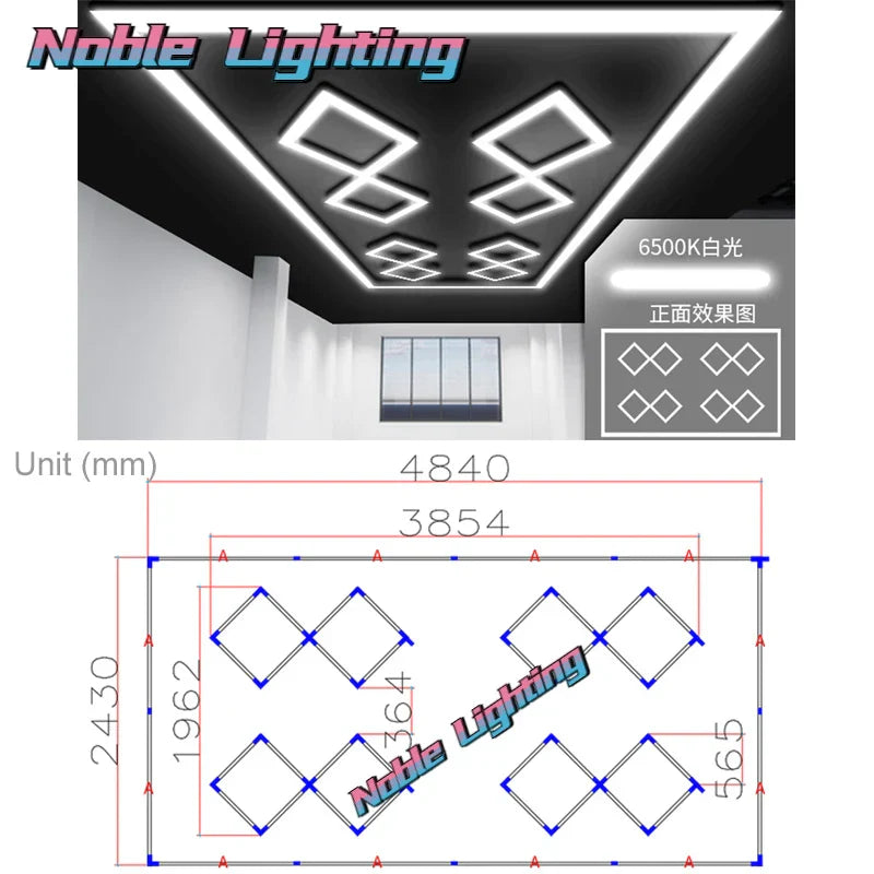 Hexagon LED Garage Wall Ceiling Lights 6500K Daylight White 4.8X2.4M Linkable