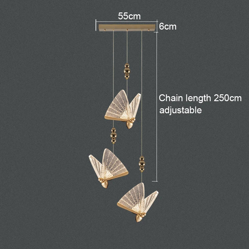 Acrylic Butterfly Chandelier Ceiling Lamp Indoor Lighting
