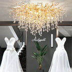 Modern Crystal Gold Tree Branch Ceiling Chandelier for Bedroom and Living Room