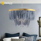 Nordic Feather Circle Chandelier for Marriage Bedroom and Home Decor Lighting